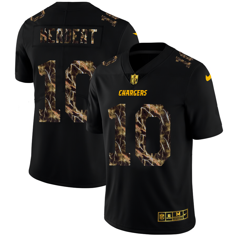 2020 Los Angeles Chargers #10 Justin Herbert Men Black Nike Flocked Lightning Vapor Limited NFL Jersey->los angeles chargers->NFL Jersey